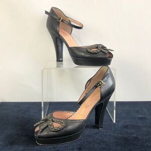 Nanette Lepore Black Peep Toe with Bow Heels